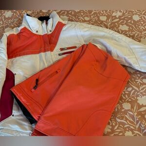 Obermeyer White Ski Jacket with Coral and Pink Accents - Kids
